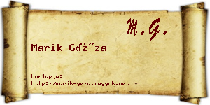 Marik Géza névjegykártya
