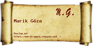 Marik Géza névjegykártya