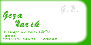 geza marik business card